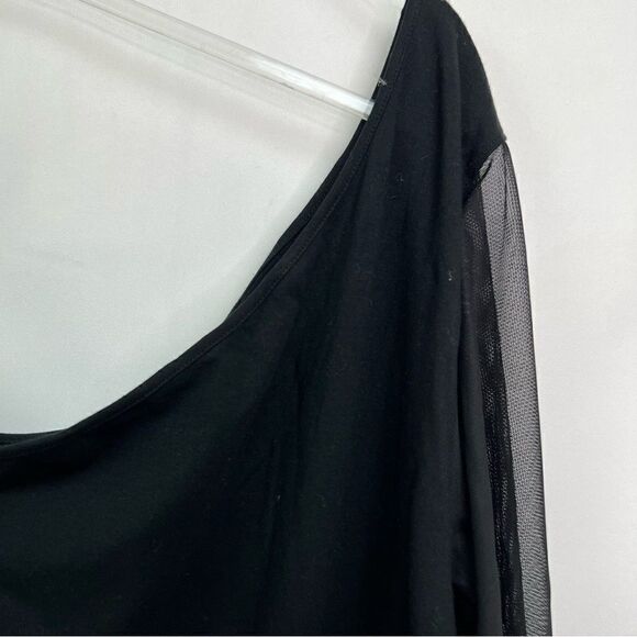 Torrid Black Long Sleeve Mesh One shoulder Foxy knit top Brand New! - Picture 8 of 15